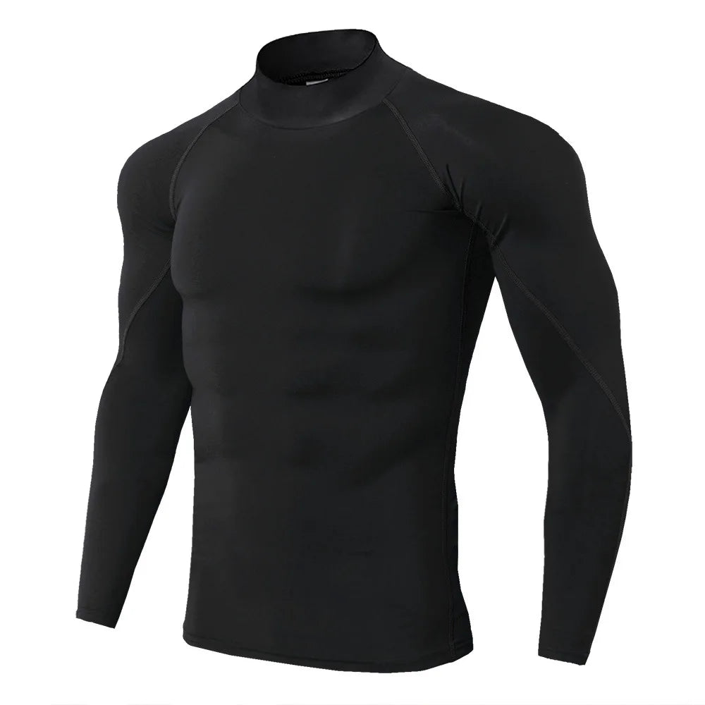 T-shirt de sport compression à manches longues et séchage rapide pour hommes