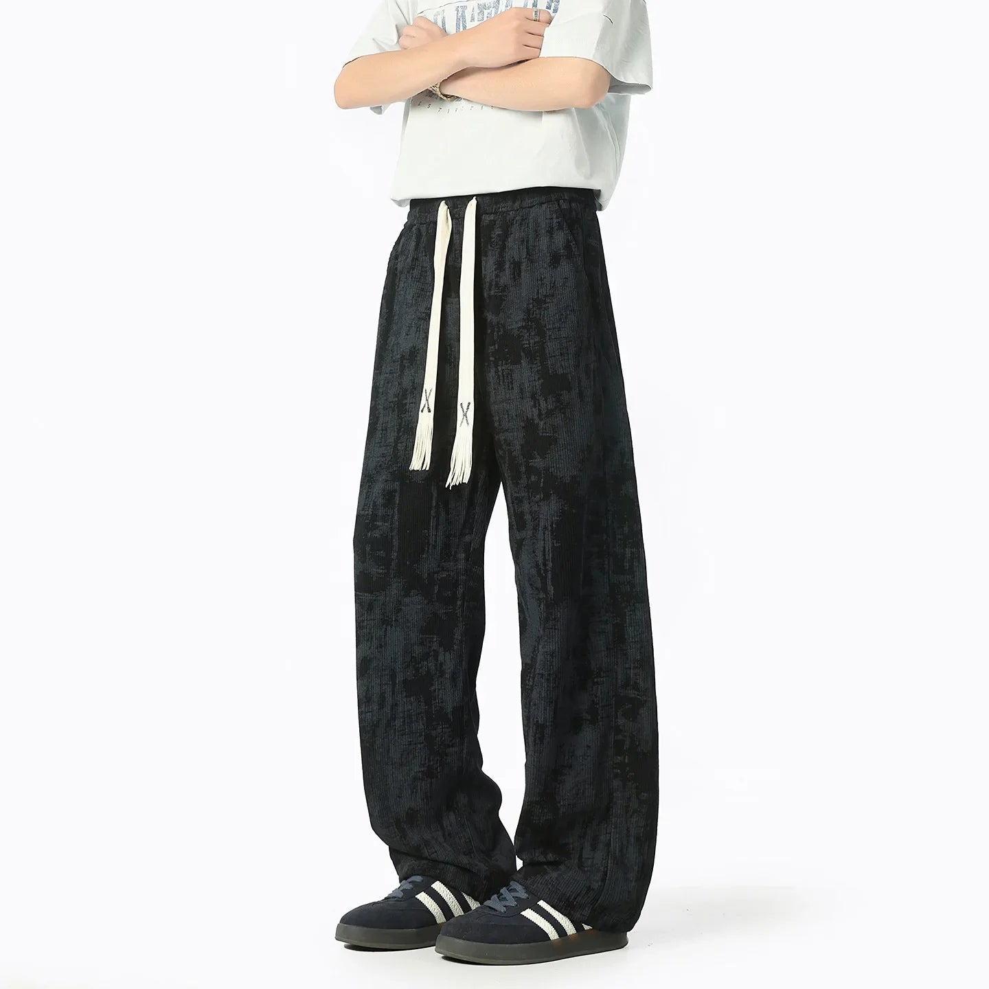 Pantalon chino décontracté coupe ample à jambe droite pour homme