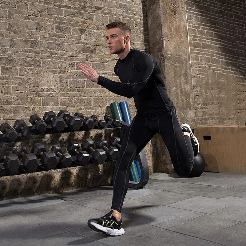T-shirt de sport compression à manches longues et séchage rapide pour hommes