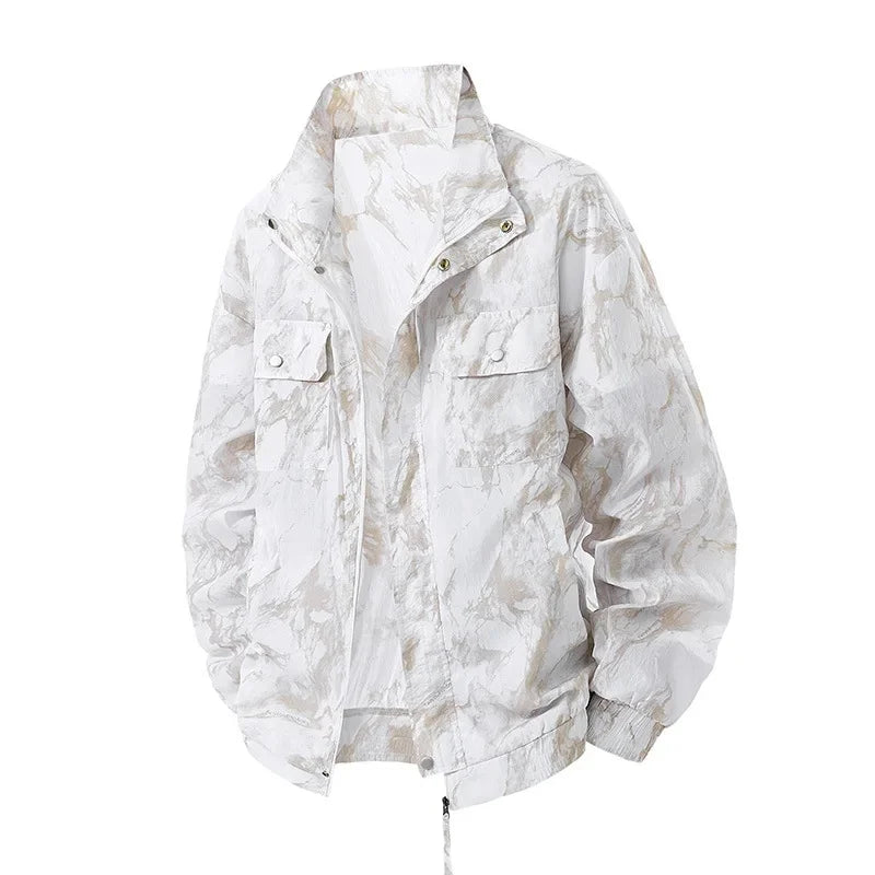 Coupe-vent imprimé respirant avec col – Coupe ample pour homme