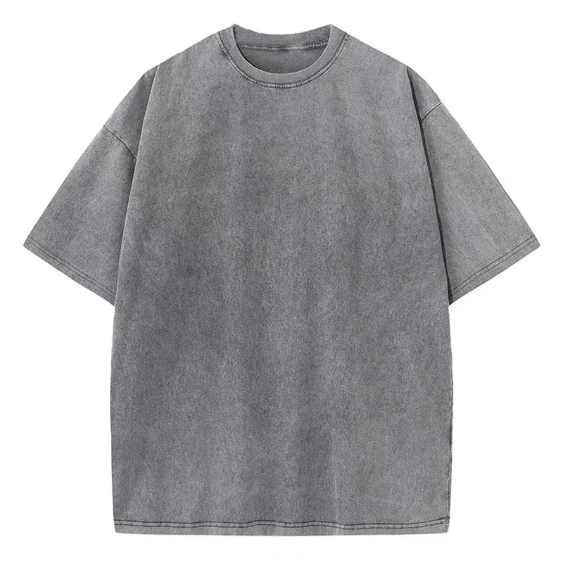 T-shirt oversize en coton délavé vintage pour homme – Style délavé à l'acide