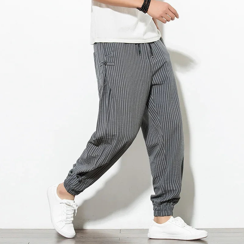 Pantalon de lin ample et décontracté pour homme, léger et d'été