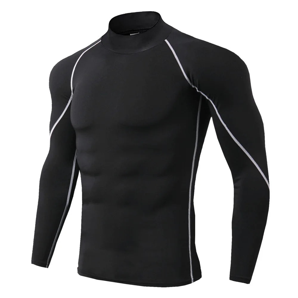 T-shirt de sport compression à manches longues et séchage rapide pour hommes