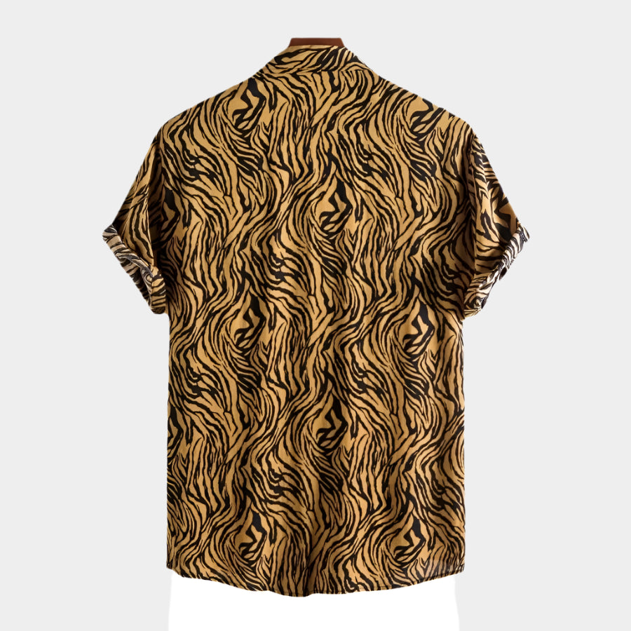 Chemise boutonnées décontractée à manches courtes imprimée pour homme