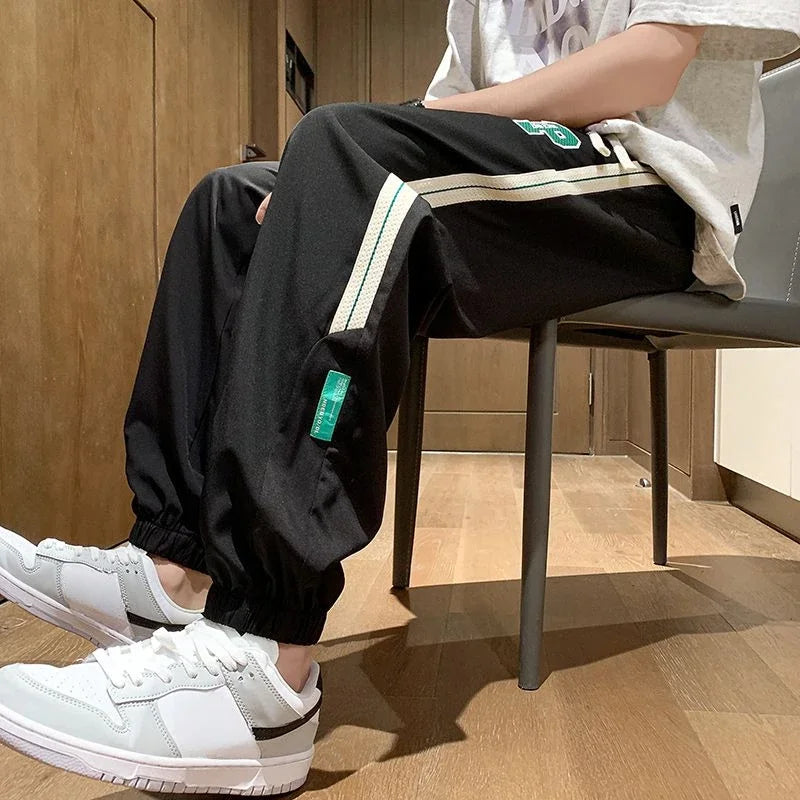 Pantalon de survêtement droit à rayures - Pantalon léger pour homme