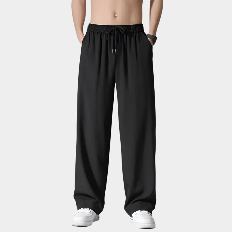 Pantalon droit long et respirant en soie glacée pour homme - Séchage rapide
