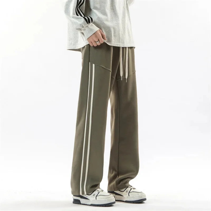 Pantalon de survêtement rayé à jambes larges – Confortable et décontracté