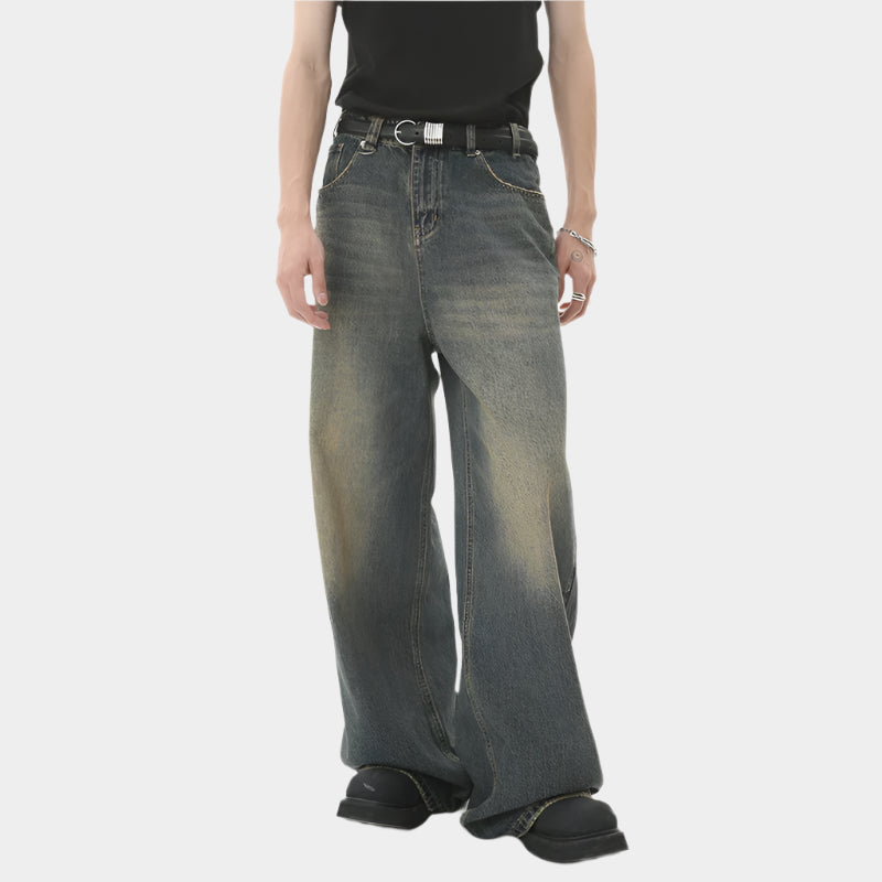Pantalon ample vintage à jambes larges pour homme, style streetwear