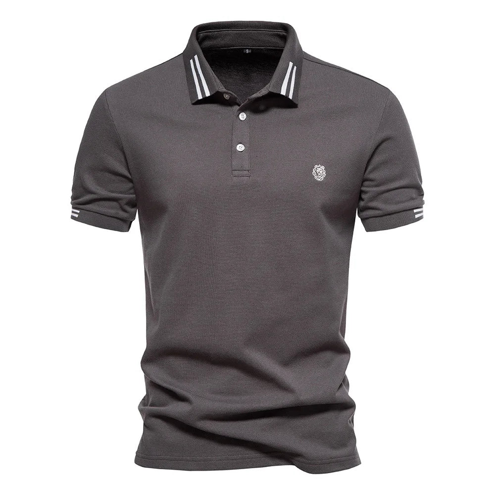 Polo en maille texturée avec bordure rayée – Modèle respirant pour homme