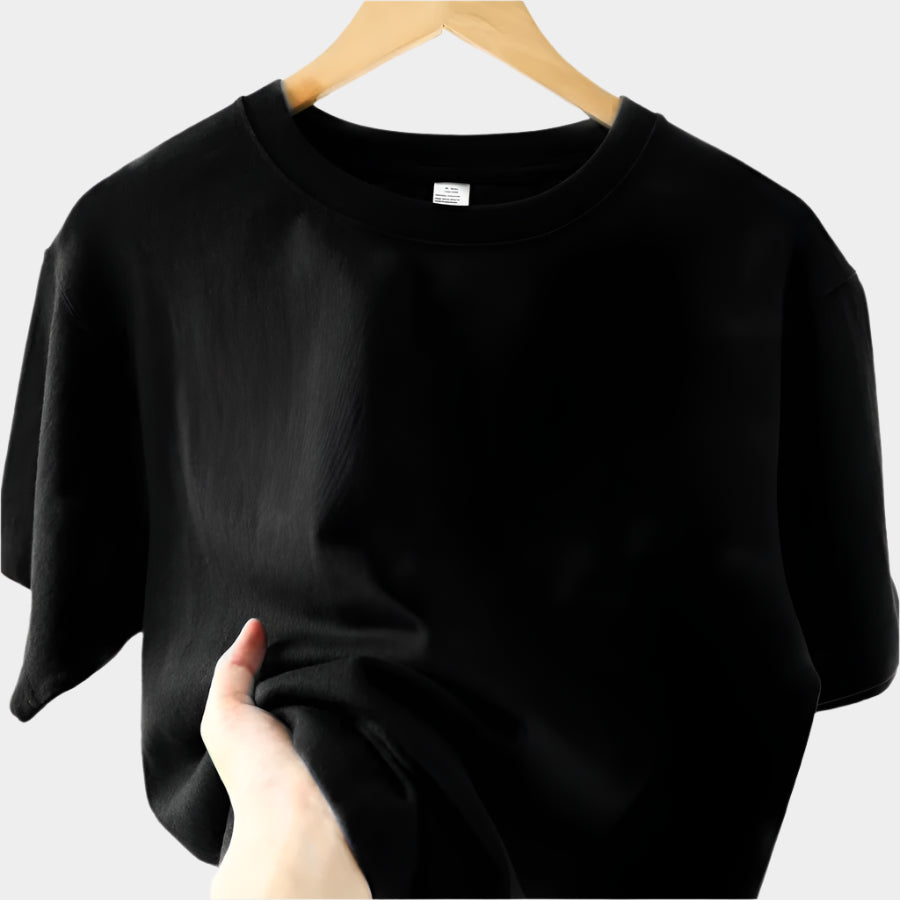 Chemise à col rond ample coton style coréen décontracté été pour hommes