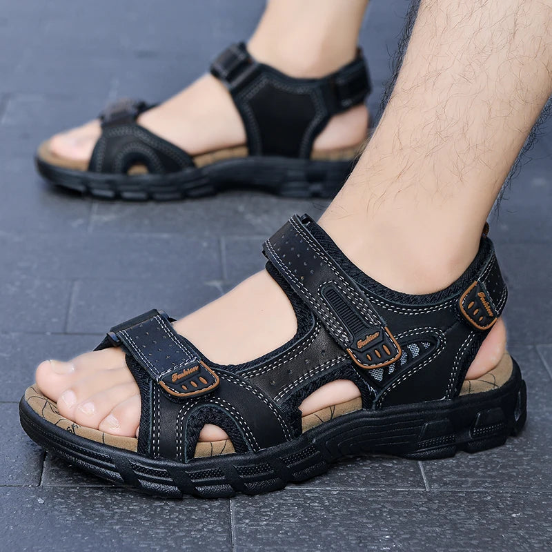 Sandales de pêcheur d'extérieur en cuir véritable – Légères et décontractées pour l'été