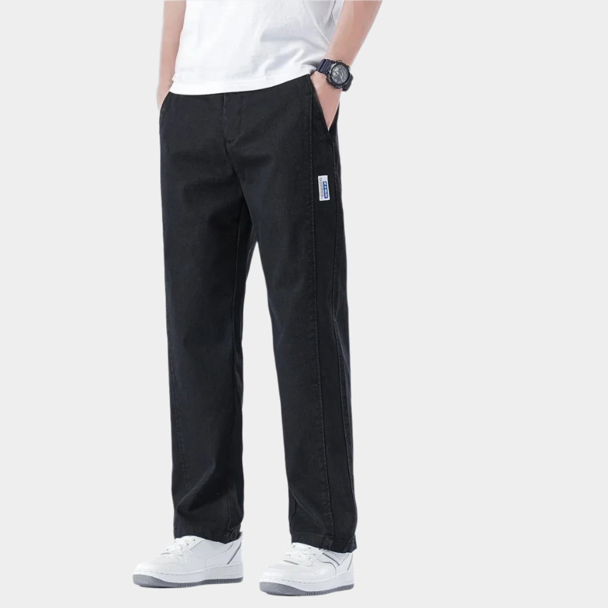 Pantalon droit décontracté à taille élastique pour homme - Vêtements amples d'été
