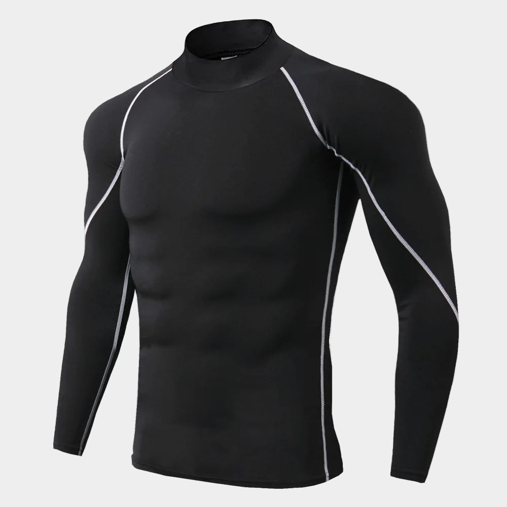T-shirt de sport compression à manches longues et séchage rapide pour hommes
