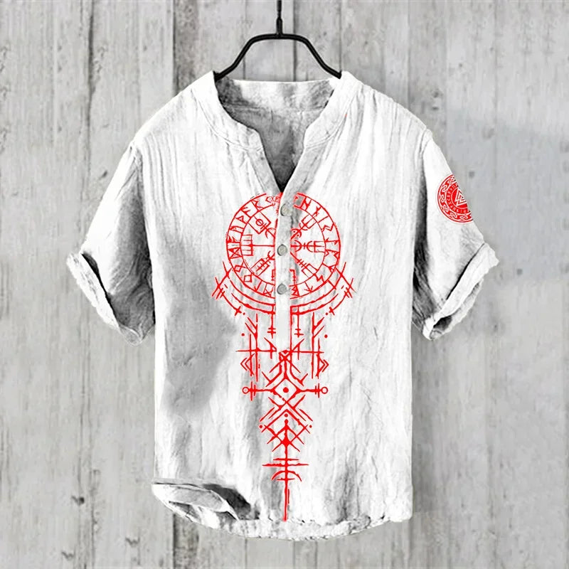 Chemise en lin imprimé style hawaïen – Chemise d'été légère pour homme