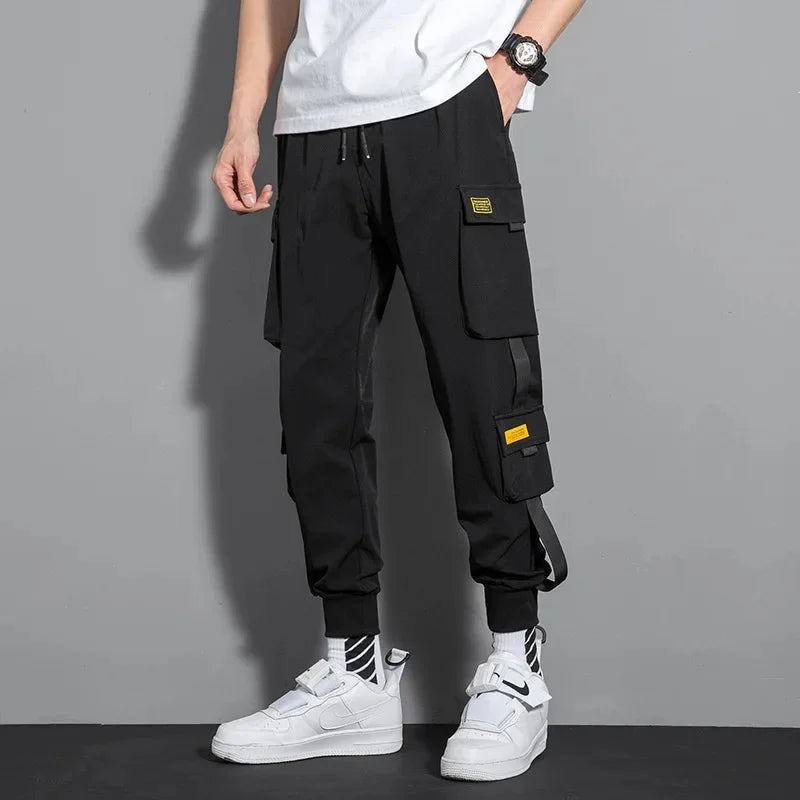 Pantalon cargo décontracté ample streetwear avec grandes poches style été