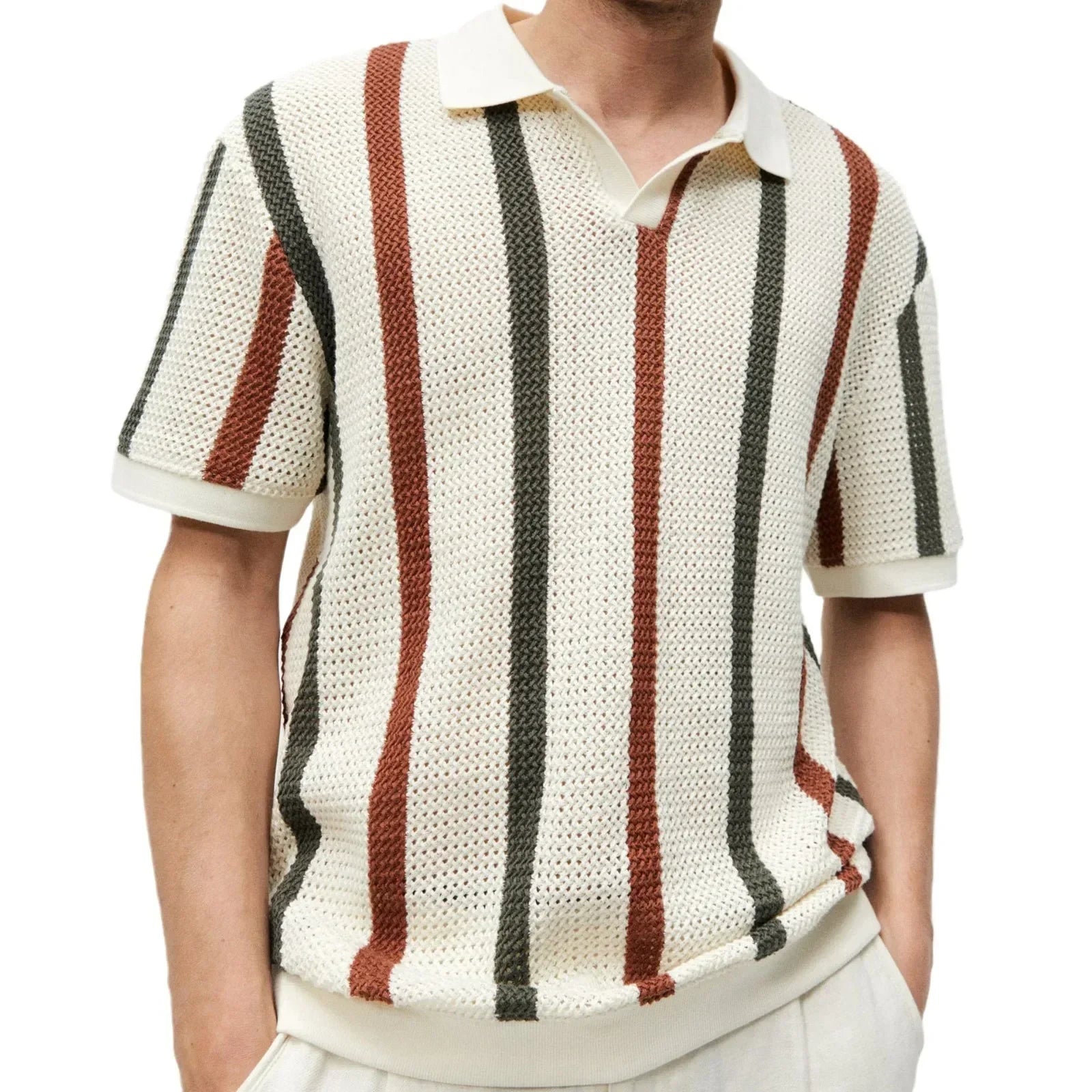 Polo homme rayé – Élégance Rétro & Confort Moderne