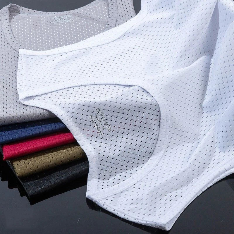 Chemises sans manches en maille transparente pour homme