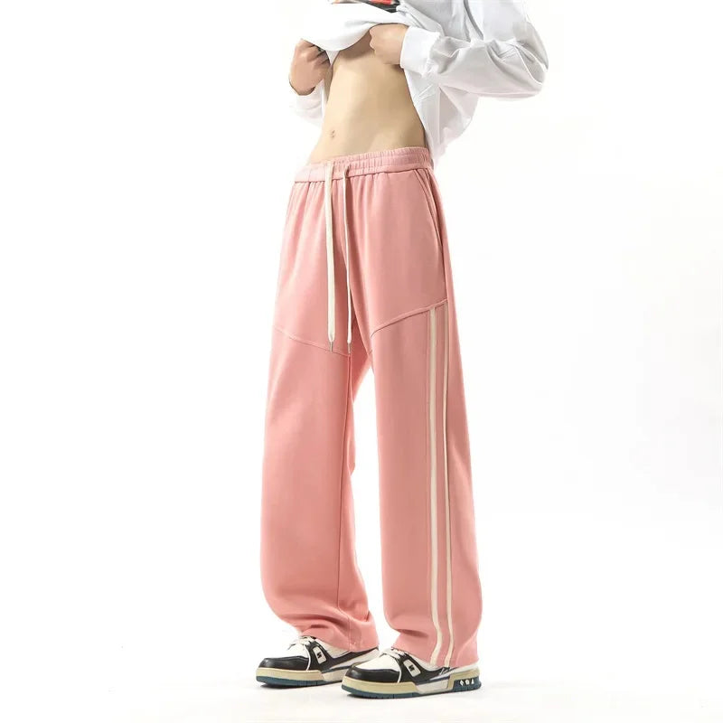 Pantalon de survêtement rayé à jambes larges – Confortable et décontracté