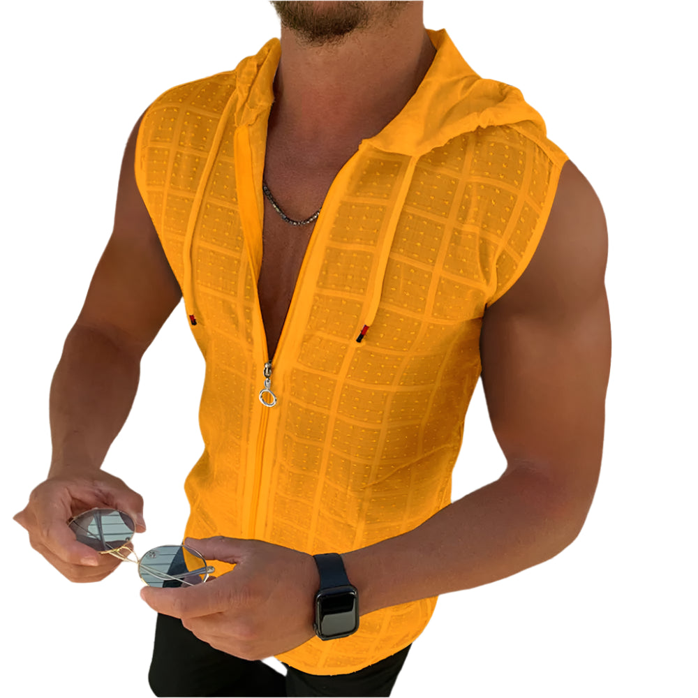 Chemise sans manches zippée pour homme – Débardeur décontracté pour l'été et la plage