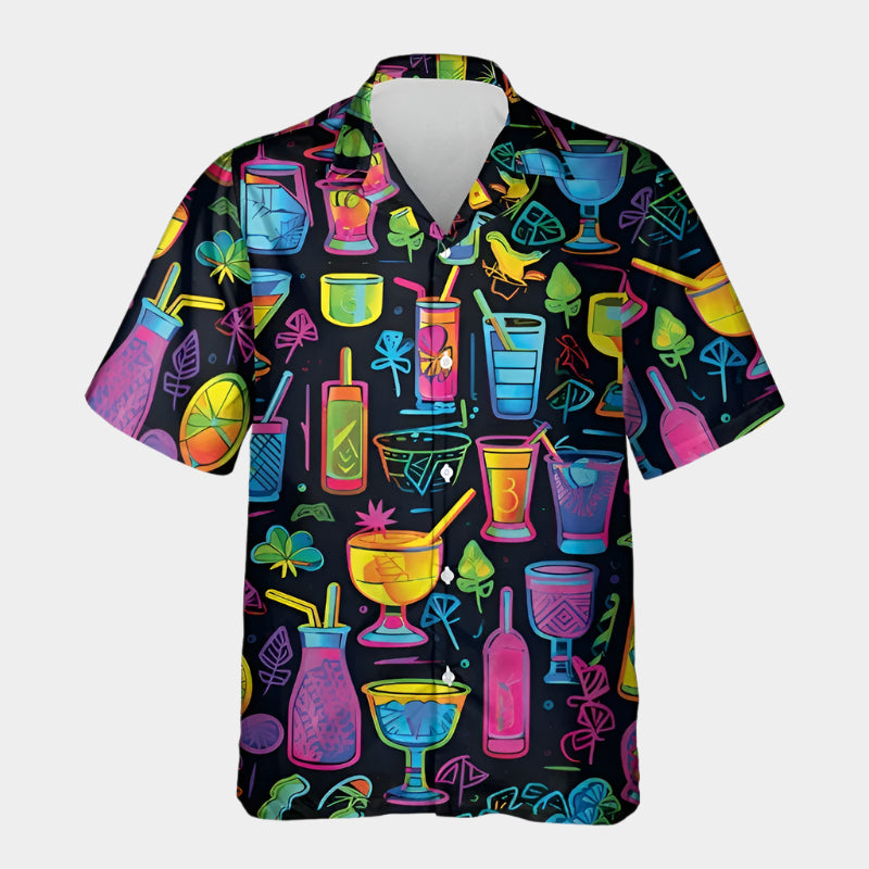 Chemise hawaïenne à manches courtes et boutons pour homme - Tenue d'été