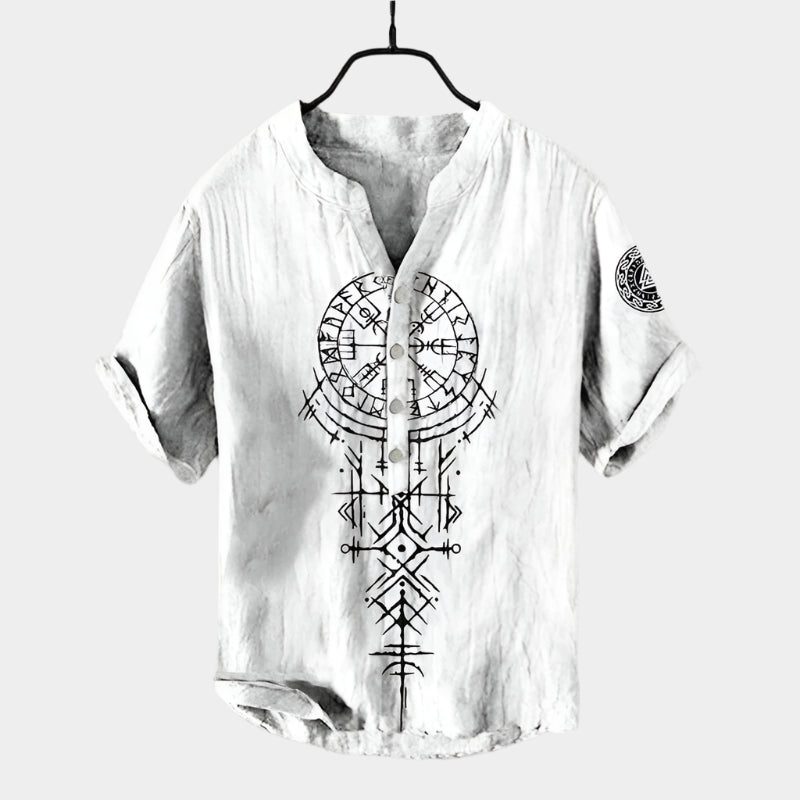 Chemise en lin imprimé style hawaïen – Chemise d'été légère pour homme