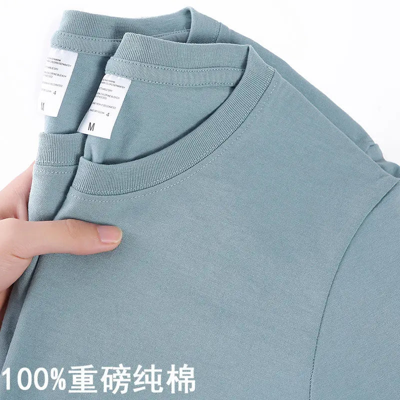 Chemise à col rond ample coton style coréen décontracté été pour hommes
