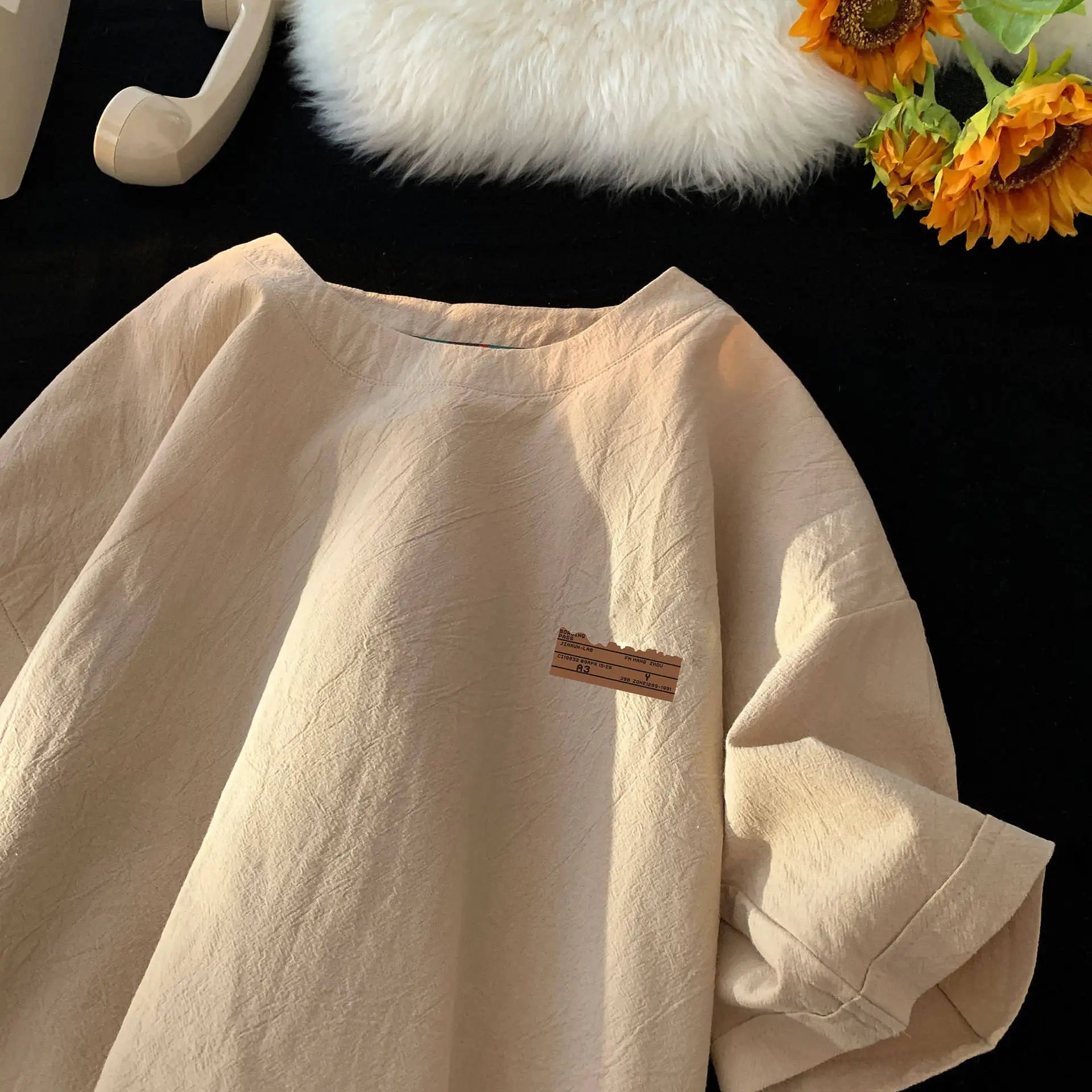 Chemise d'été ample et respirante en lin mélangé pour homme