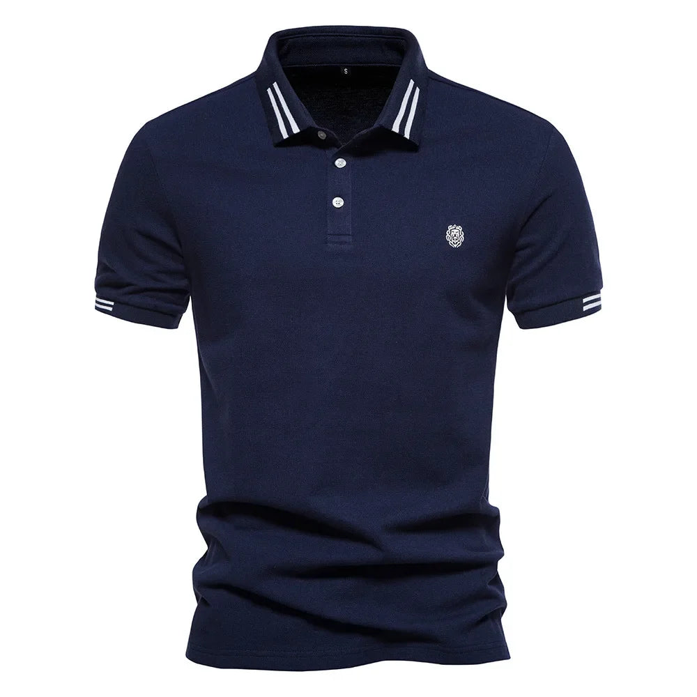 Polo en maille texturée avec bordure rayée – Modèle respirant pour homme