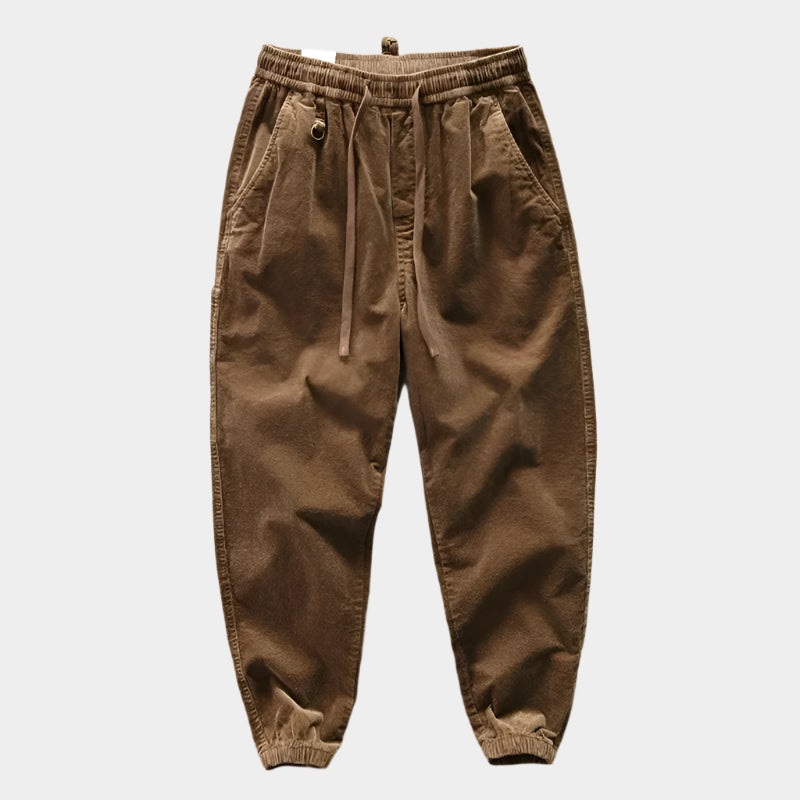 Pantalon de survêtement décontracté en velours côtelé à jambe large - Coupe ample