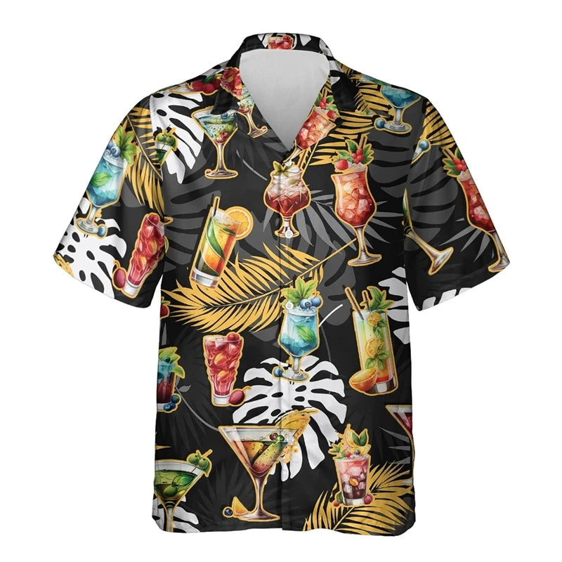 Chemise hawaïenne à manches courtes et boutons pour homme - Tenue d'été