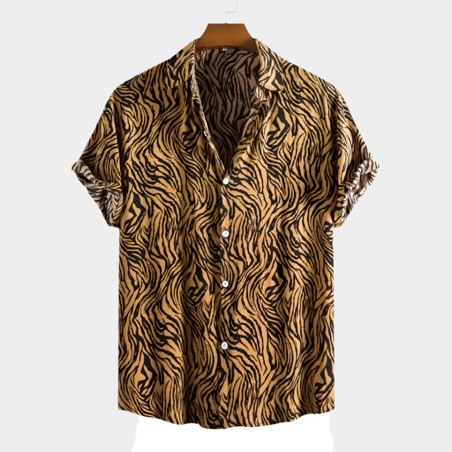 Chemise boutonnées décontractée à manches courtes imprimée pour homme