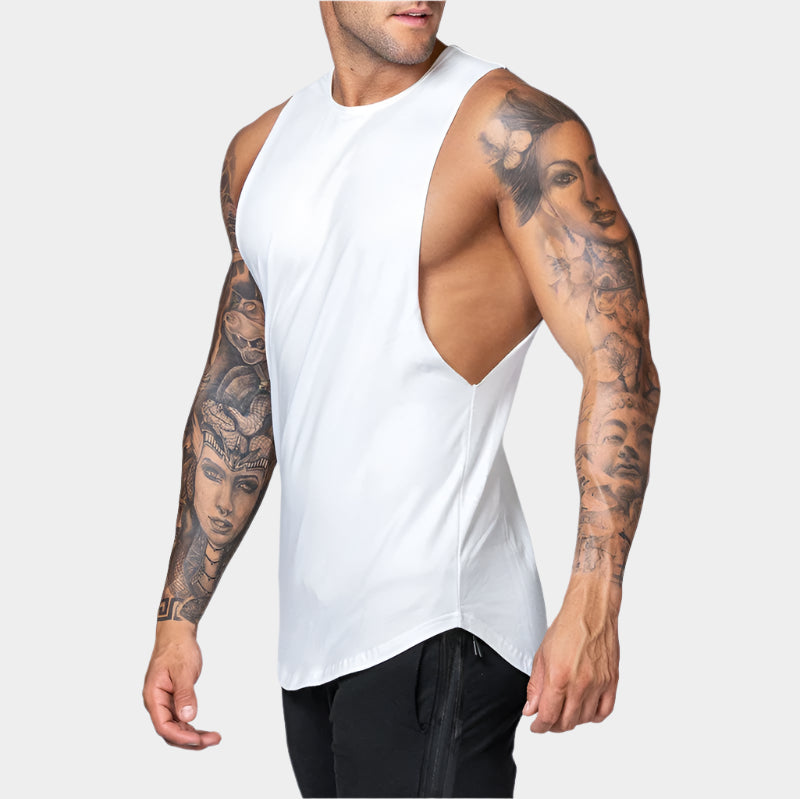 Chemises de sport en coton sans manches à emmanchures larges pour homme