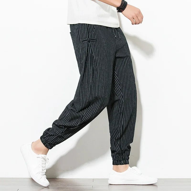 Pantalon de lin ample et décontracté pour homme, léger et d'été