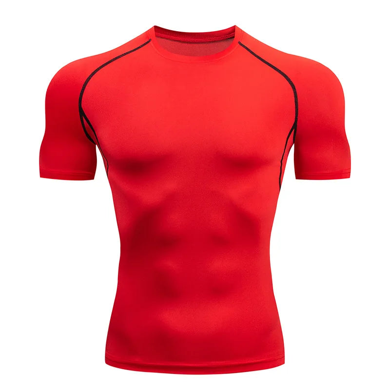 T-shirt de sport à compression – Haut de course moulant et respirant pour homme