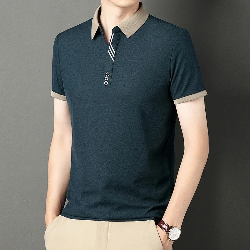 Polo décontracté à col montant – Manches courtes pour homme, été