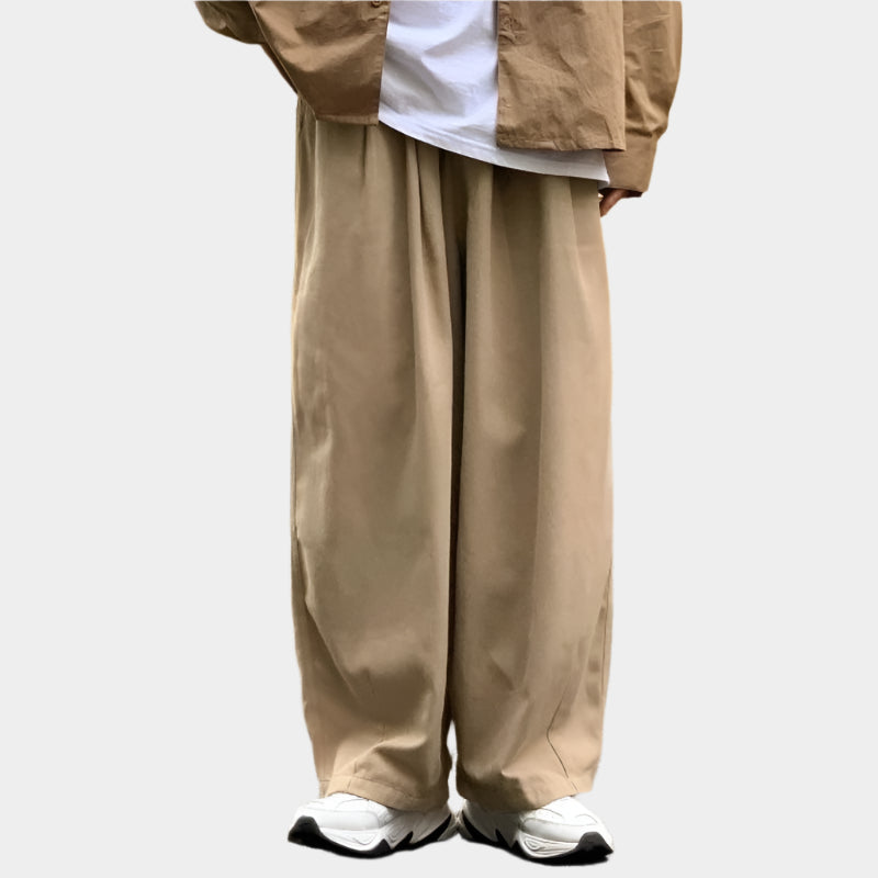 Pantalon droit décontracté en coton à jambes larges pour homme