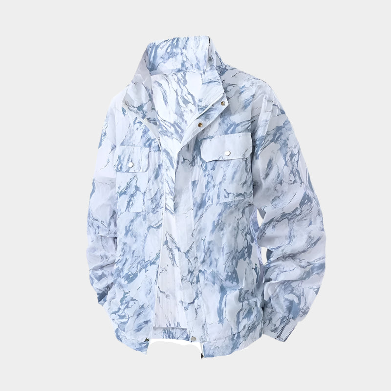 Coupe-vent imprimé respirant avec col – Coupe ample pour homme