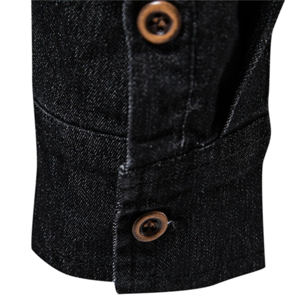 Chemise en jean décontractée à manches longues et coupe slim pour homme
