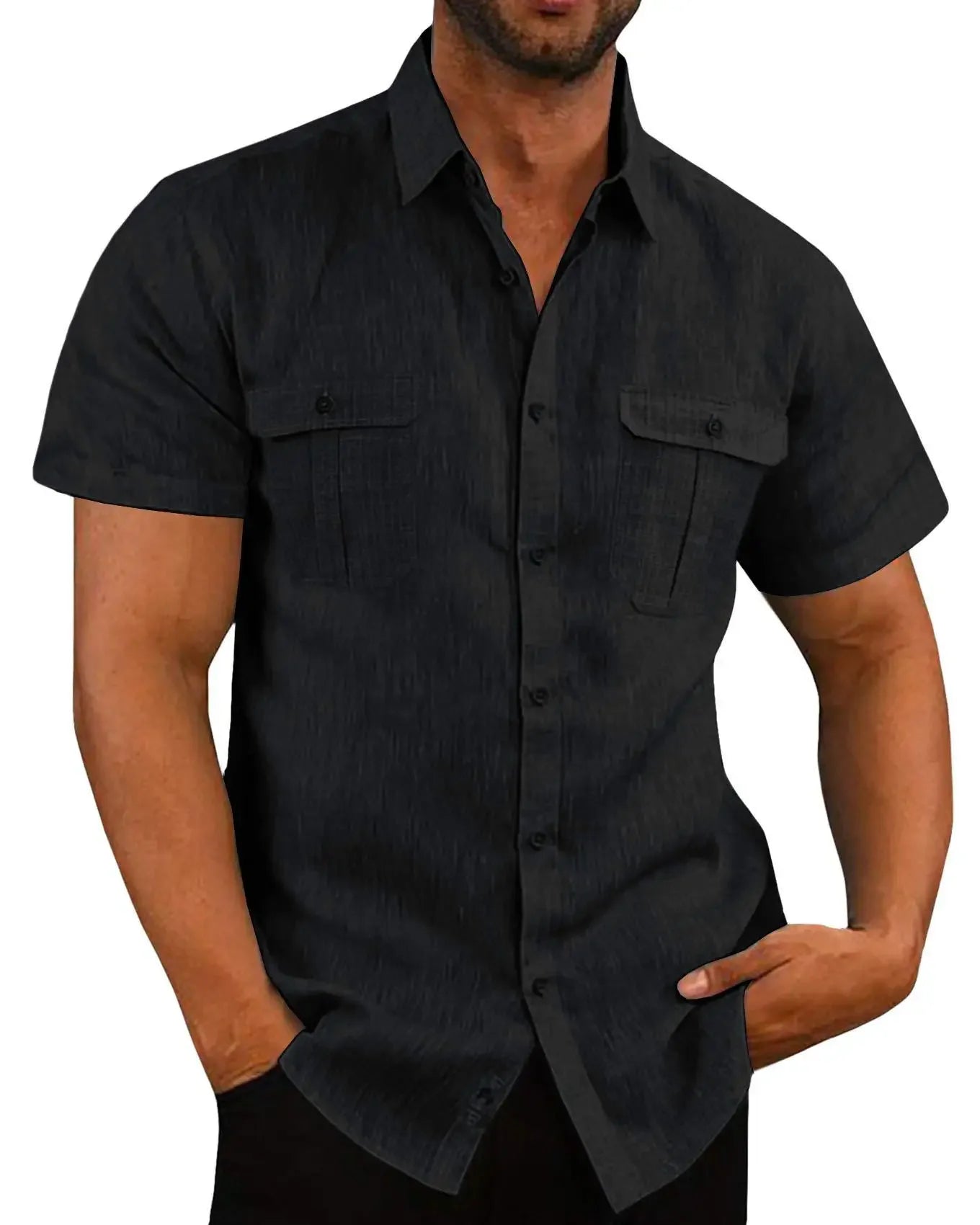 Chemise boutonnée légère en lin – Un essentiel décontracté pour l'été