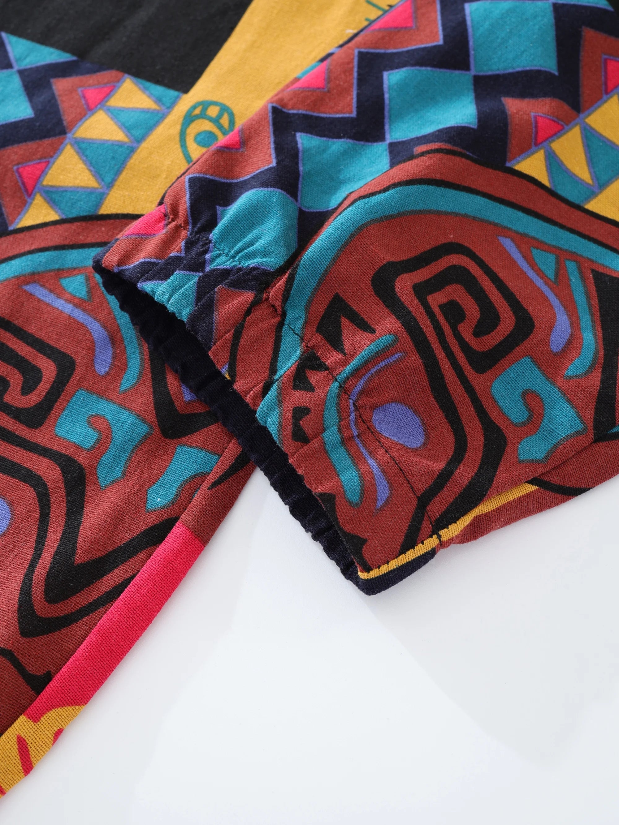 Pantalon de lin léger et décontracté avec cordon de serrage style bohème tribal