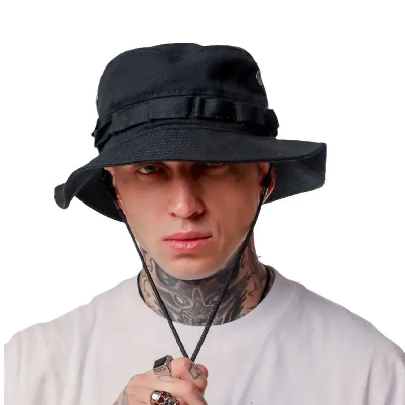 Chapeaux bob en coton avec petite poche – Casquette de voyage légère pour homme