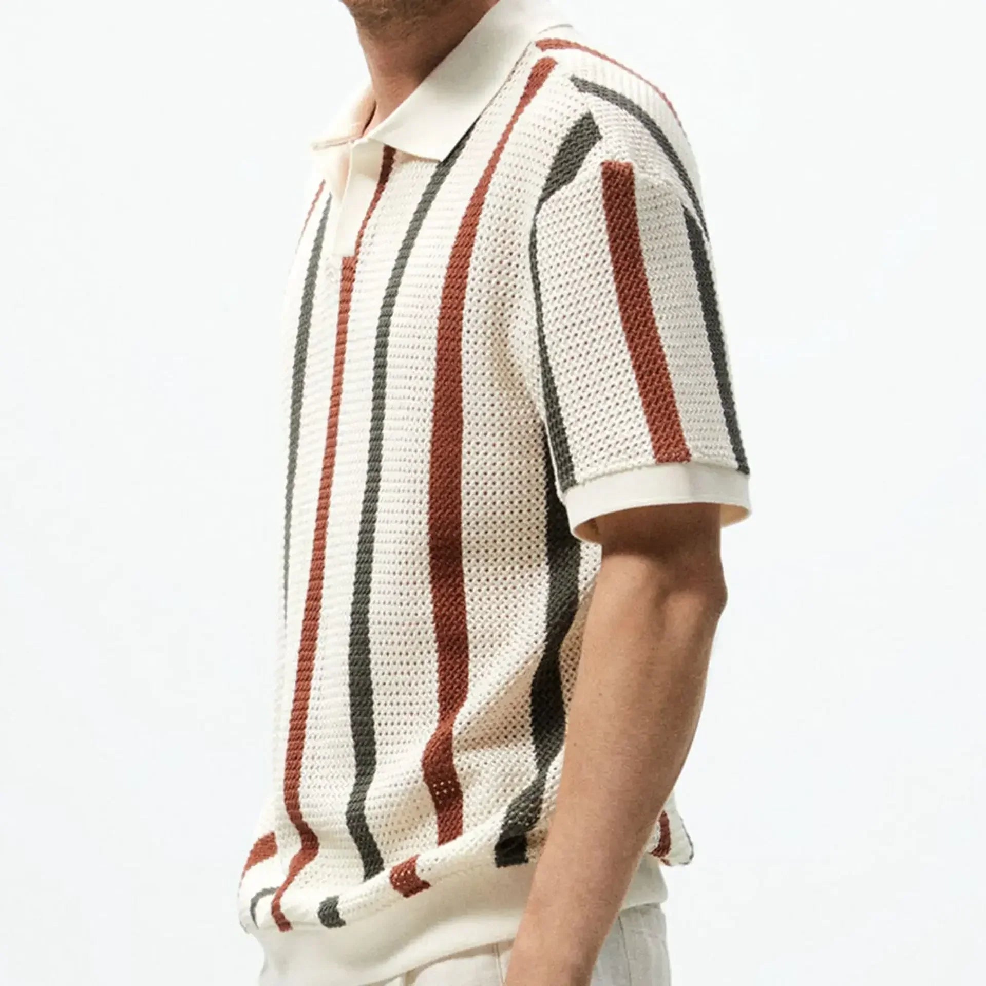 Polo homme rayé – Élégance Rétro & Confort Moderne