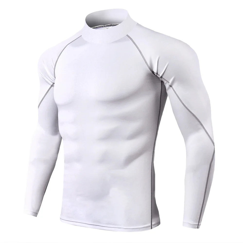T-shirt de sport compression à manches longues et séchage rapide pour hommes