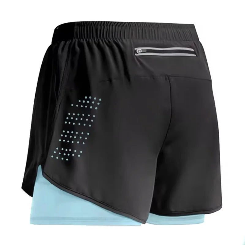 Short de sport à séchage rapide à double épaisseur pour homme
