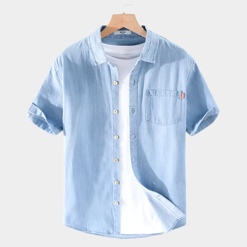 Chemise en jean classique et polyvalente à manches courtes pour homme