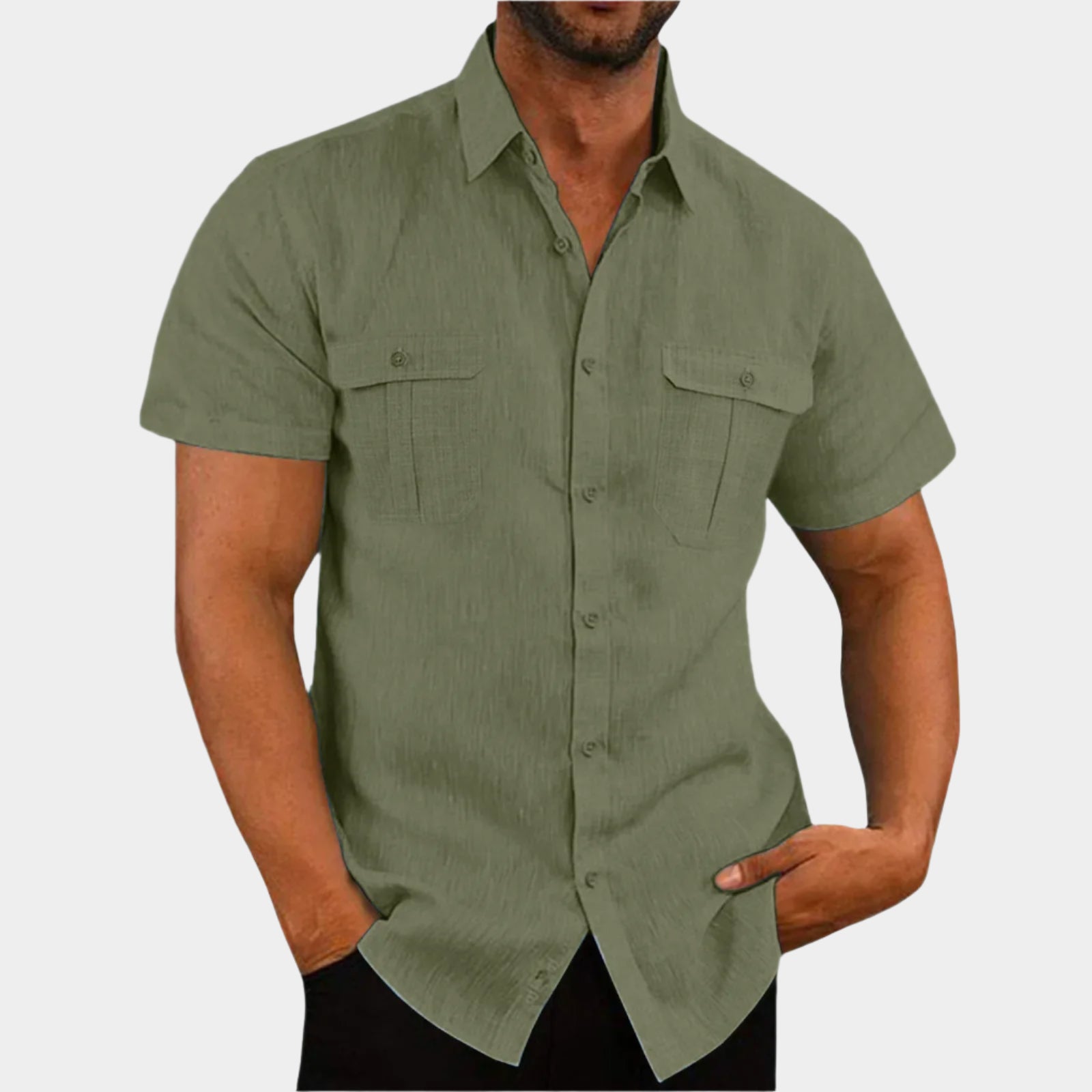 Chemise boutonnée légère en lin – Un essentiel décontracté pour l'été