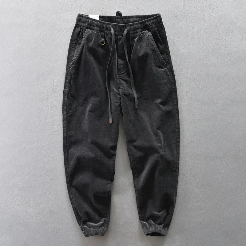 Pantalon de survêtement décontracté en velours côtelé à jambe large - Coupe ample