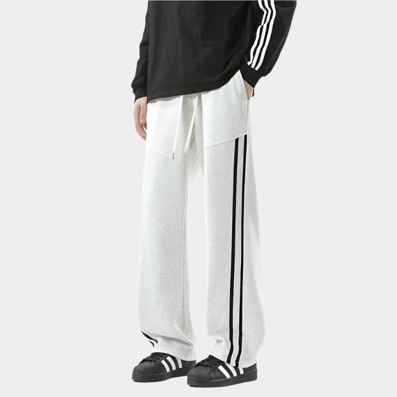 Pantalon de survêtement rayé à jambes larges – Confortable et décontracté
