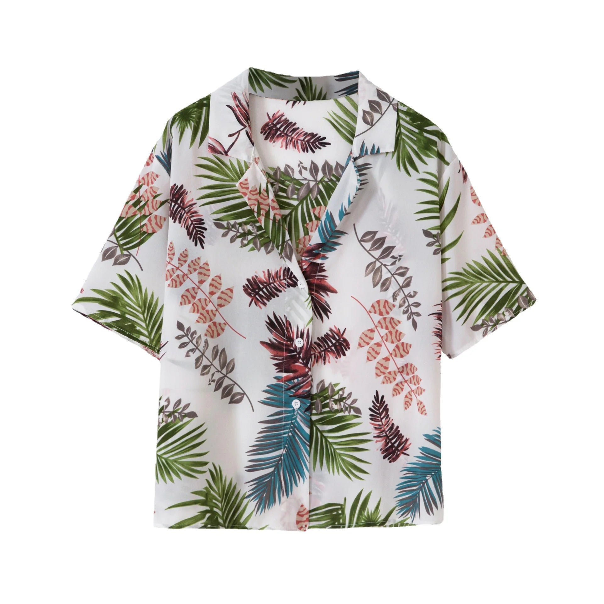 Chemise boutonnée d'été à imprimé dessin animé hawaïen - Décontractée et ample