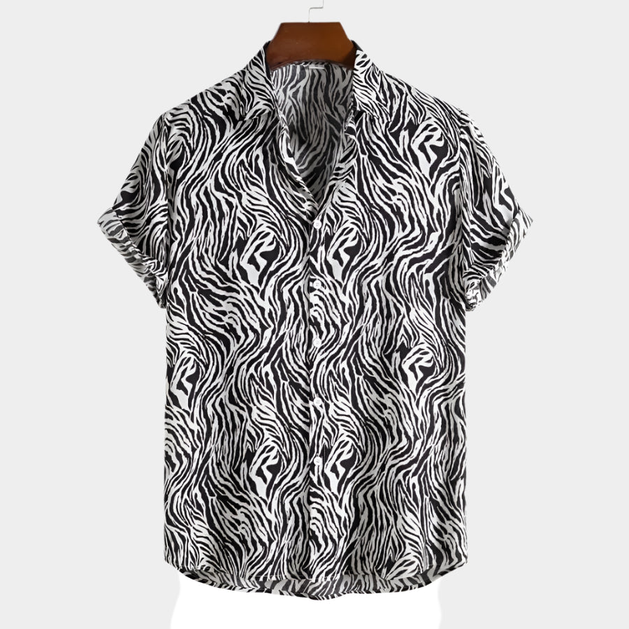 Chemise boutonnées décontractée à manches courtes imprimée pour homme